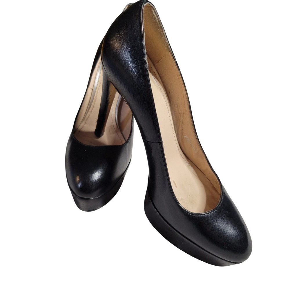 Stuart Weitzman Mae Nappa Black Leather Platform Pumps Stiletto Heels size 7